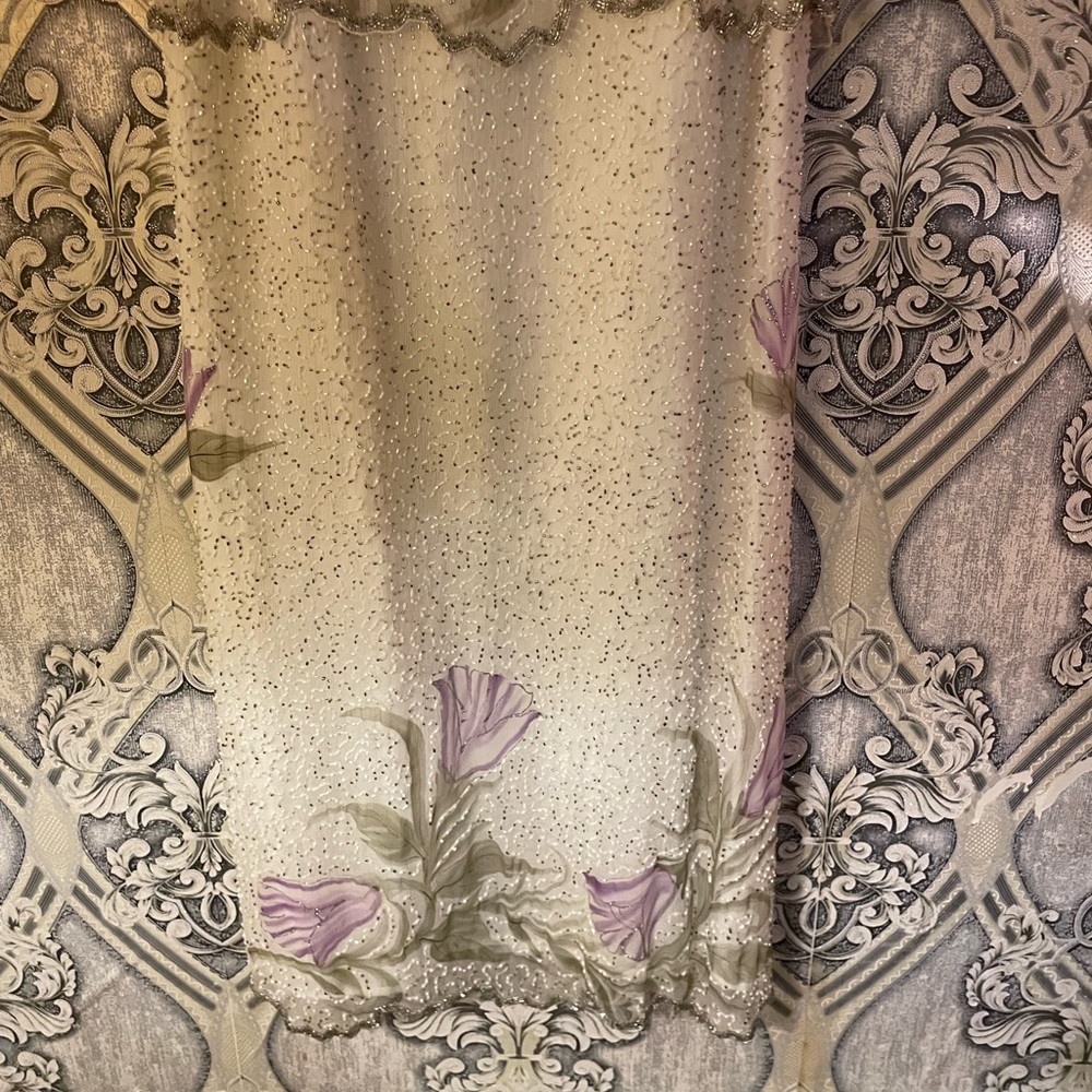 Laurence Kazar Ivory Beaded  Size 8. Full length. dress. New VINTAGE - Picture 3 of 16